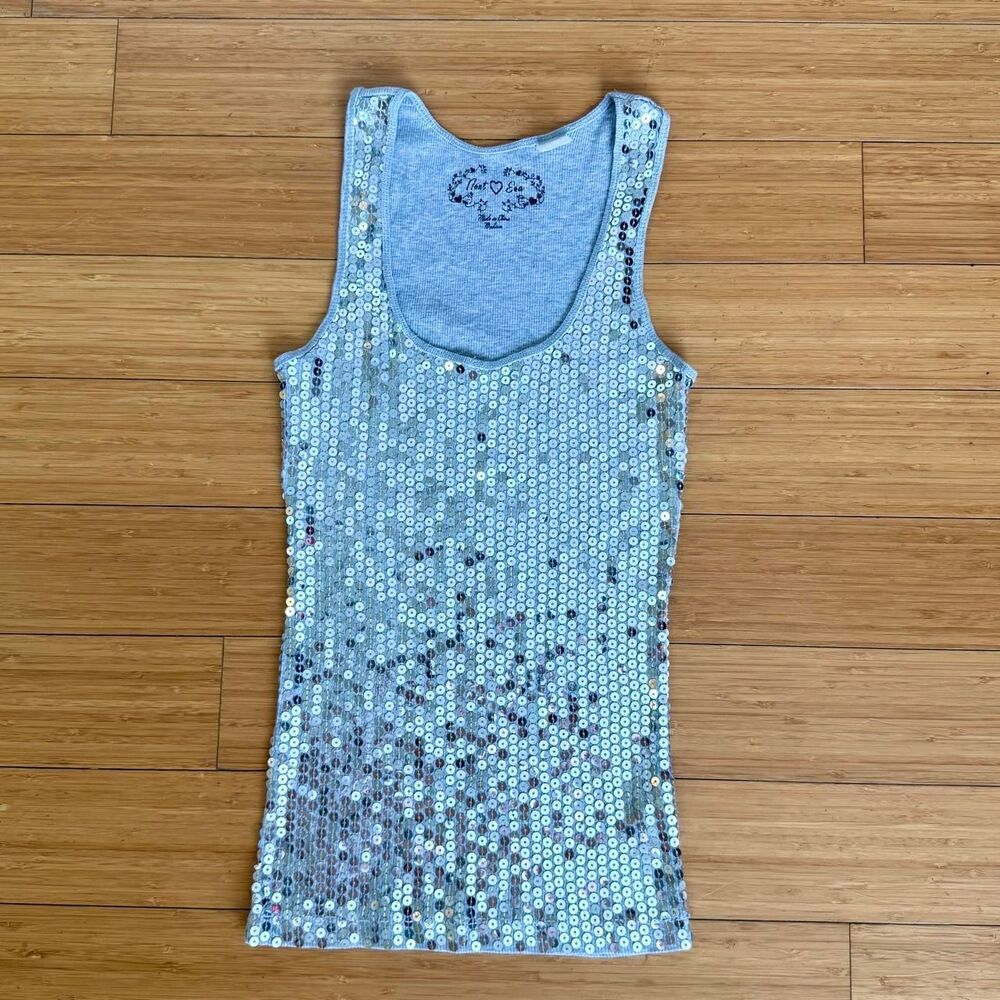 Next Era Blue Sequin Tank Top Medium Y2K Party Club Halloween Costume